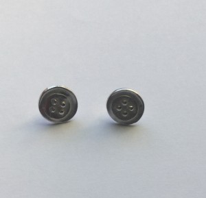 Silver Button Stud Earrings