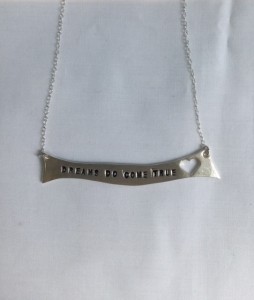 Hand Crafted Sterling Silver, Dreams Do Come True Bar Necklace with Sterling Silver Trace Chain