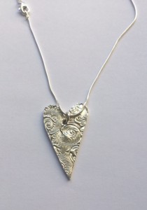 Sterling Silver Elongated Heart Necklace