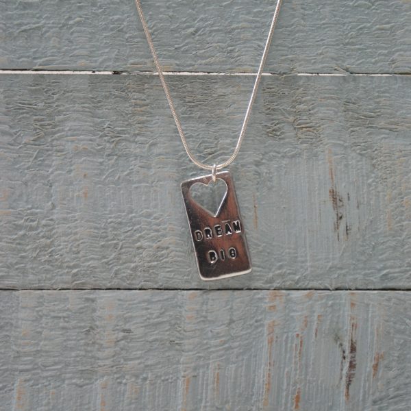 Hand Crafted Sterling Silver, "Dream Big" Rectangle Necklace